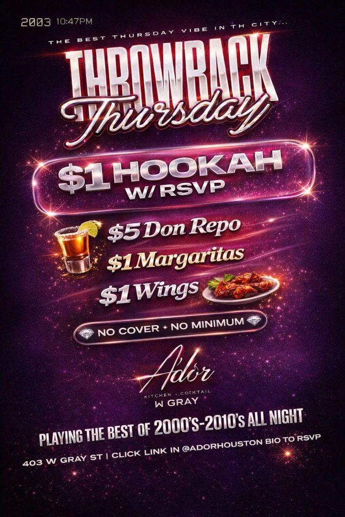 Ador Throwback Thursday event flyer